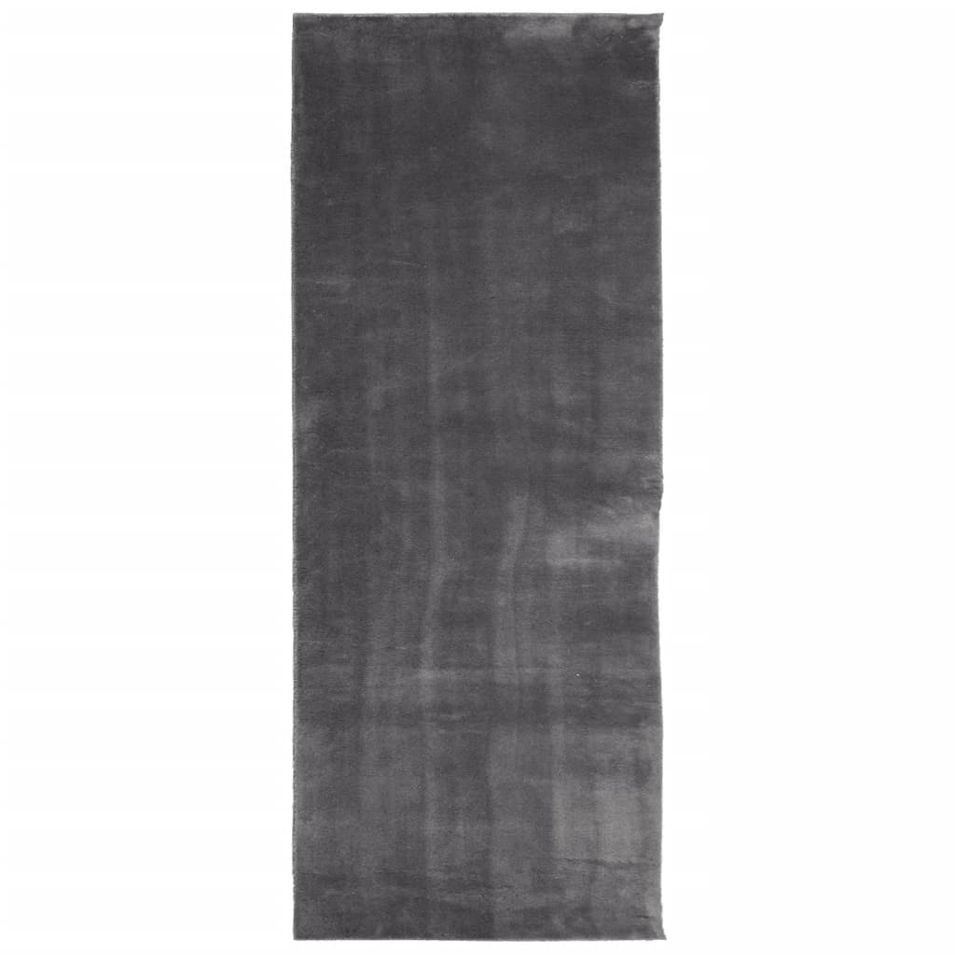 Tapis HUARTE à poils courts doux et lavable anthracite 80x200cm - Photo n°1