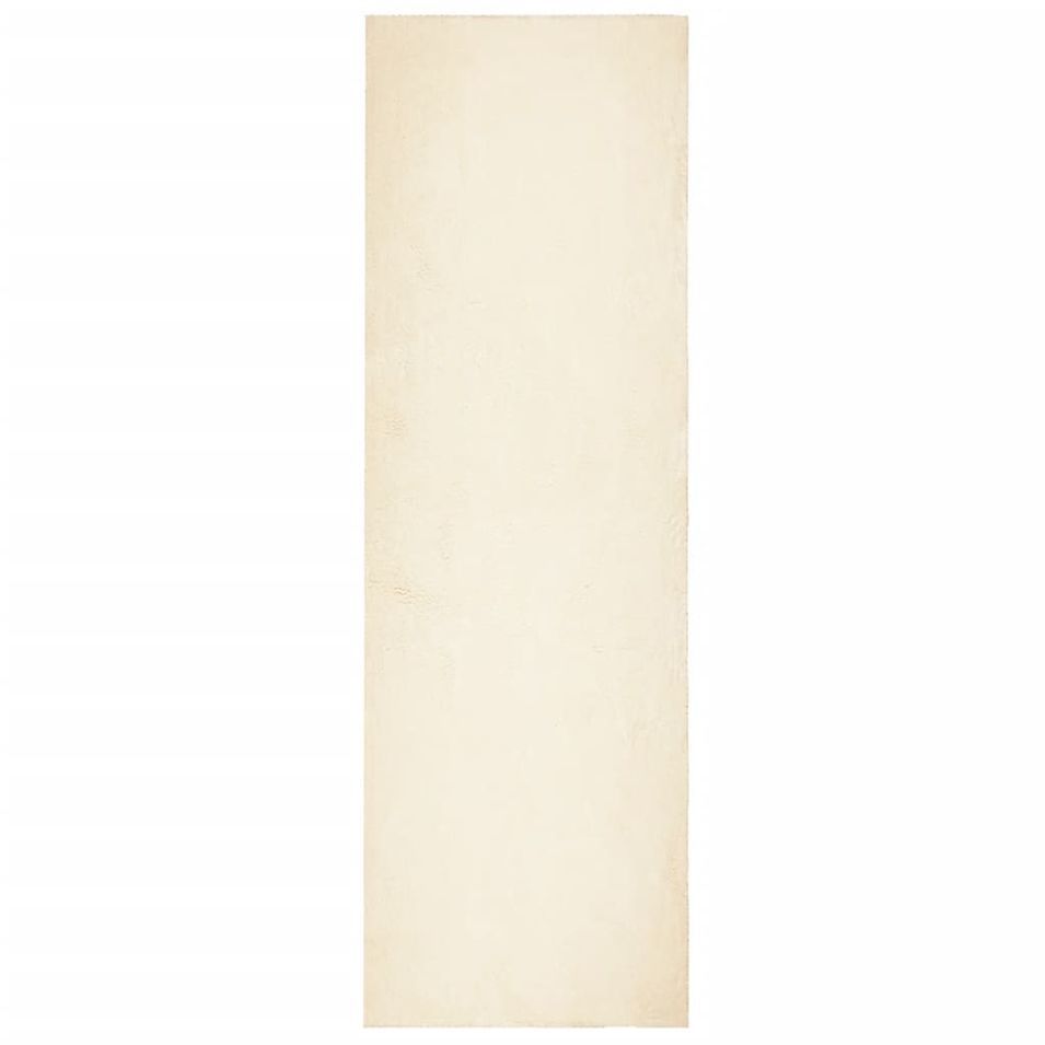Tapis HUARTE à poils courts doux et lavable crème 80x250 cm - Photo n°1