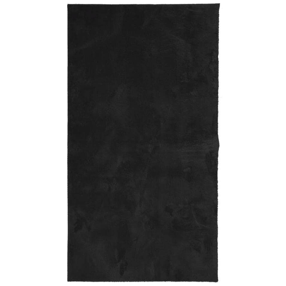 Tapis HUARTE à poils courts doux et lavable noir 60x110 cm - Photo n°1