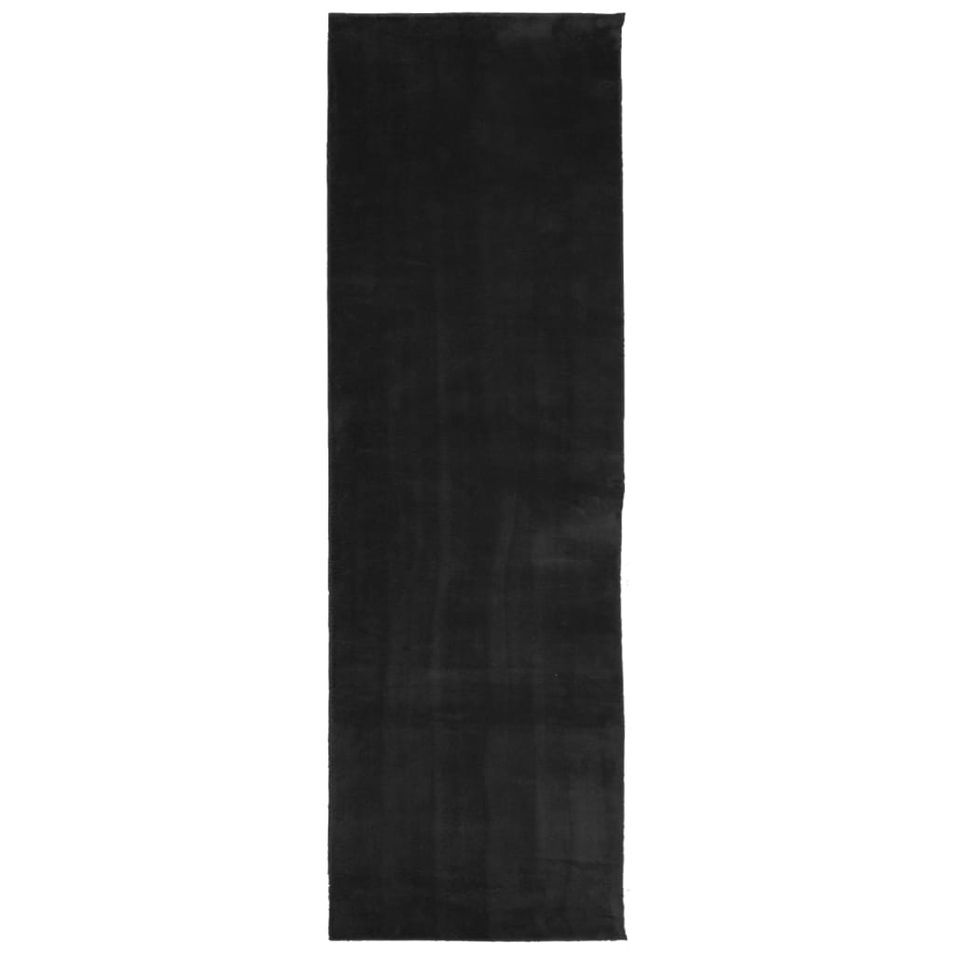 Tapis HUARTE à poils courts doux et lavable noir 80x250 cm - Photo n°1