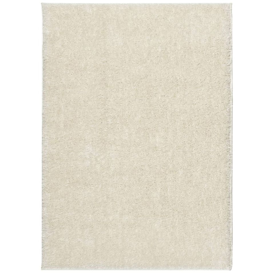 Tapis ISTAN à poils longs aspect brillant crème 240x340 cm - Photo n°1