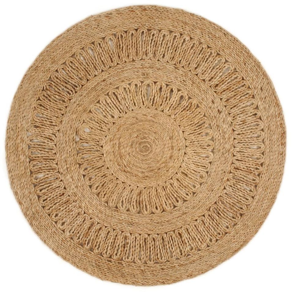 Tapis Jute tressé à la main 90 cm Rond - Photo n°1