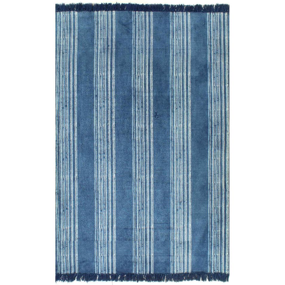 Tapis Kilim Coton 160 x 230 cm avec motif Bleu - Photo n°1