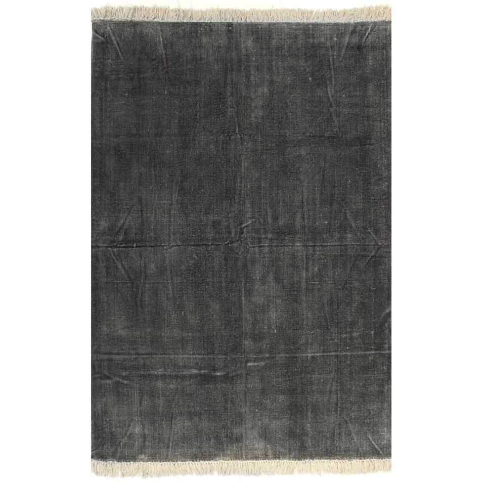 Tapis Kilim Coton 200 x 290 cm Anthracite - Photo n°1