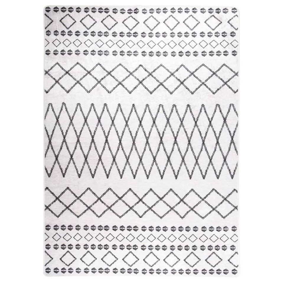 Tapis lavable antidérapant 120x180 cm Noir et blanc - Photo n°1