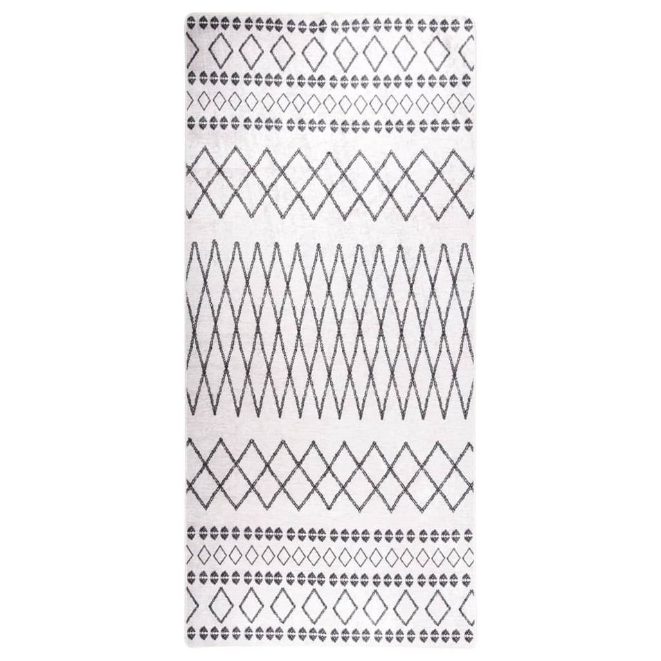 Tapis lavable antidérapant 80x300 cm Noir et blanc - Photo n°1