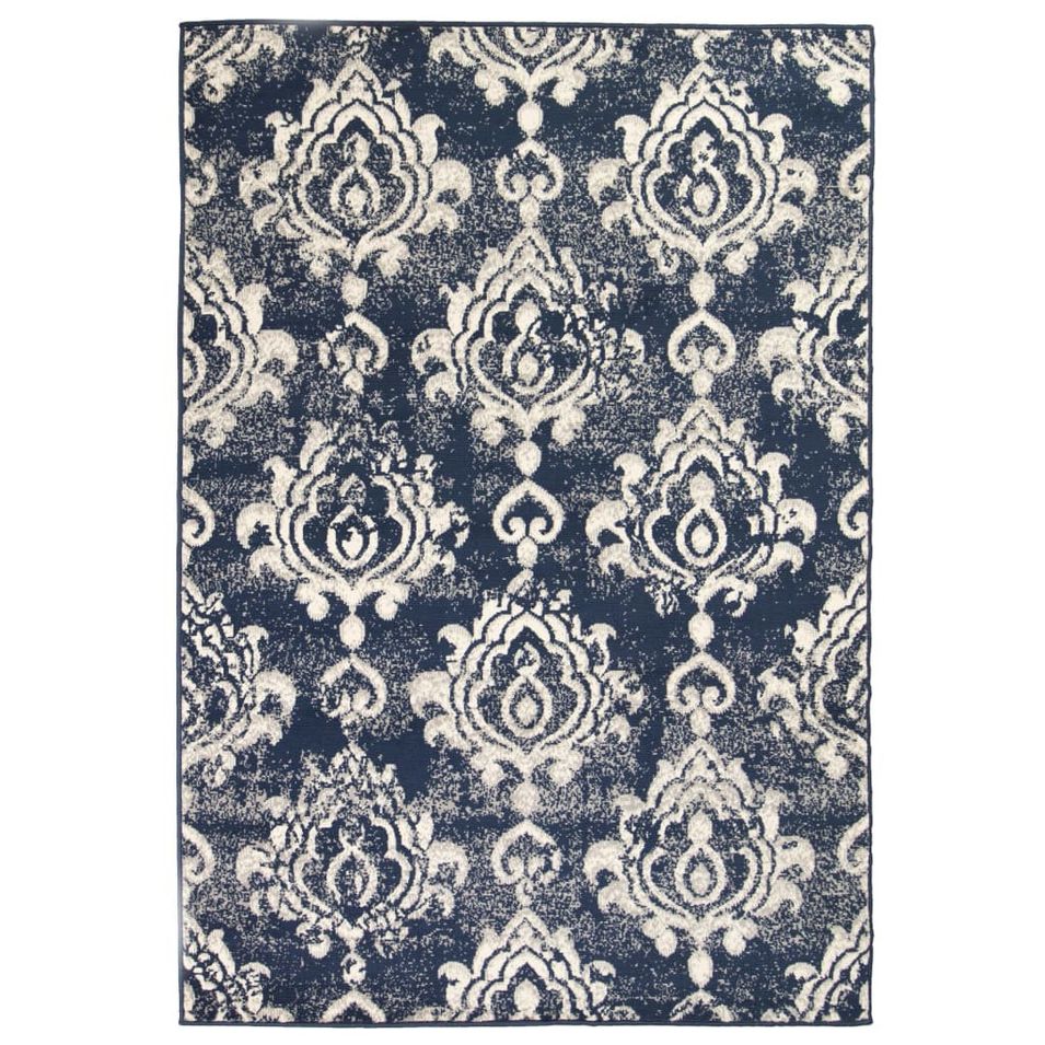 Tapis moderne Design de cachemire 80 x 150 cm Beige / Bleu - Photo n°1