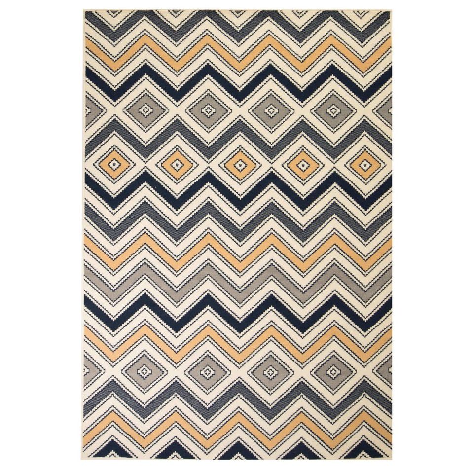 Tapis moderne Design de zigzag 160 x 230 cm Marron/Noir/Bleu - Photo n°1