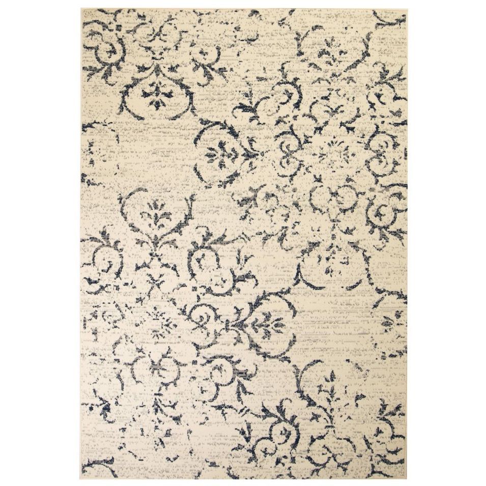 Tapis moderne Design floral 140 x 200 cm Beige / Bleu - Photo n°1