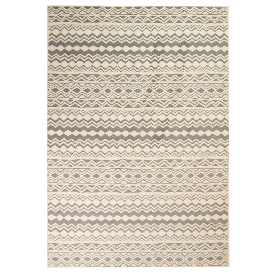 Tapis moderne Design traditionnel 80 x 150 cm Beige/Gris - Photo n°1