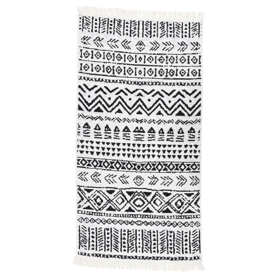 Tapis Noir et blanc 80x150 cm Coton - Photo n°1