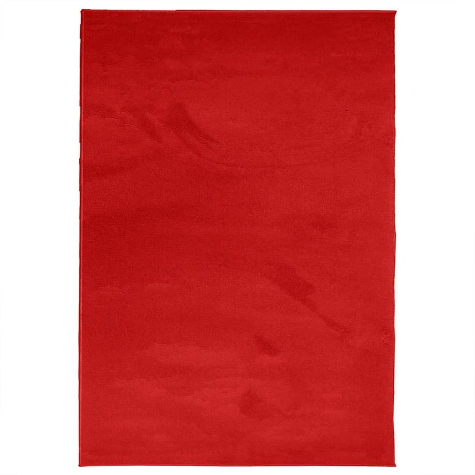 Tapis OVIEDO à poils courts rouge 140x200 cm - Photo n°1