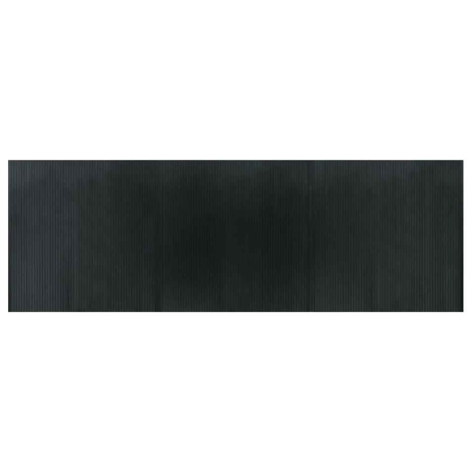 Tapis rectangulaire gris 100x300 cm bambou - Photo n°1