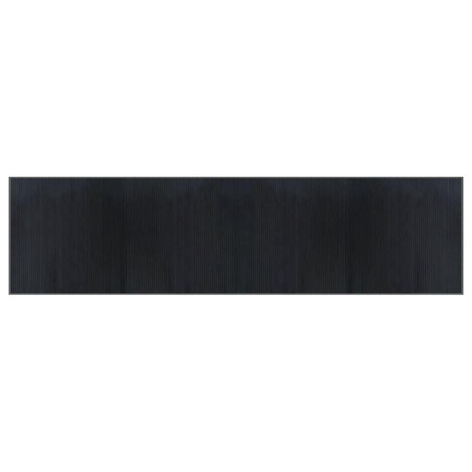 Tapis rectangulaire gris 100x400 cm bambou - Photo n°1