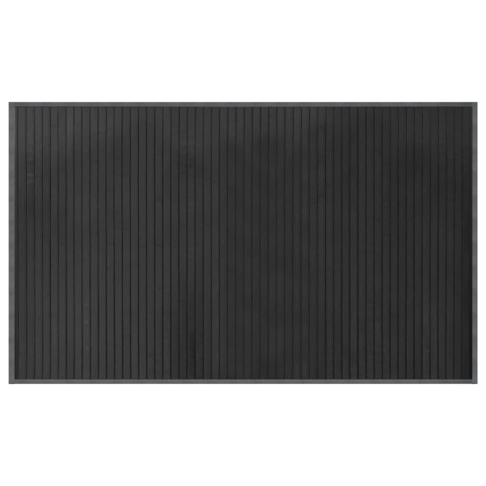 Tapis rectangulaire gris 60x100 cm bambou - Photo n°1