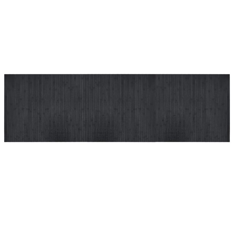 Tapis rectangulaire gris 60x200 cm bambou - Photo n°1