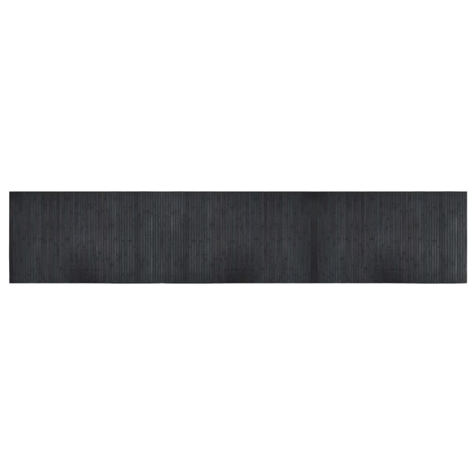 Tapis rectangulaire gris 60x300 cm bambou - Photo n°1