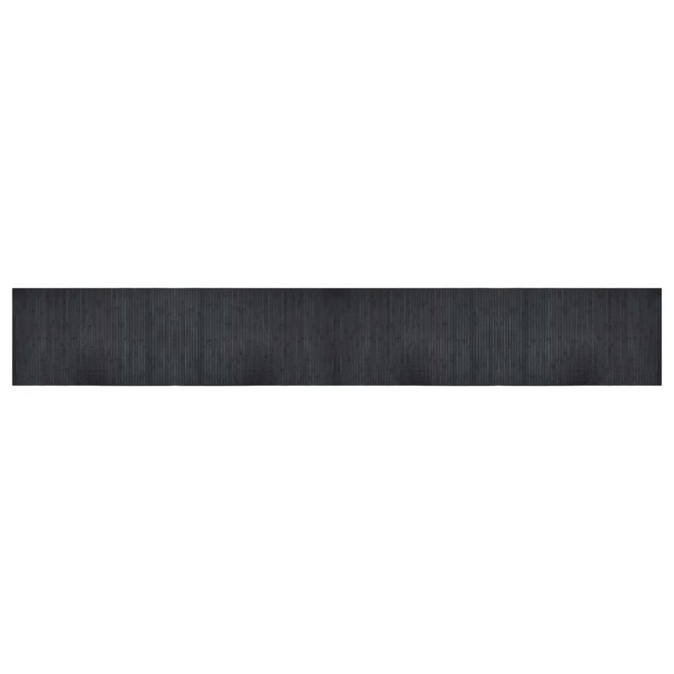 Tapis rectangulaire gris 60x400 cm bambou - Photo n°1