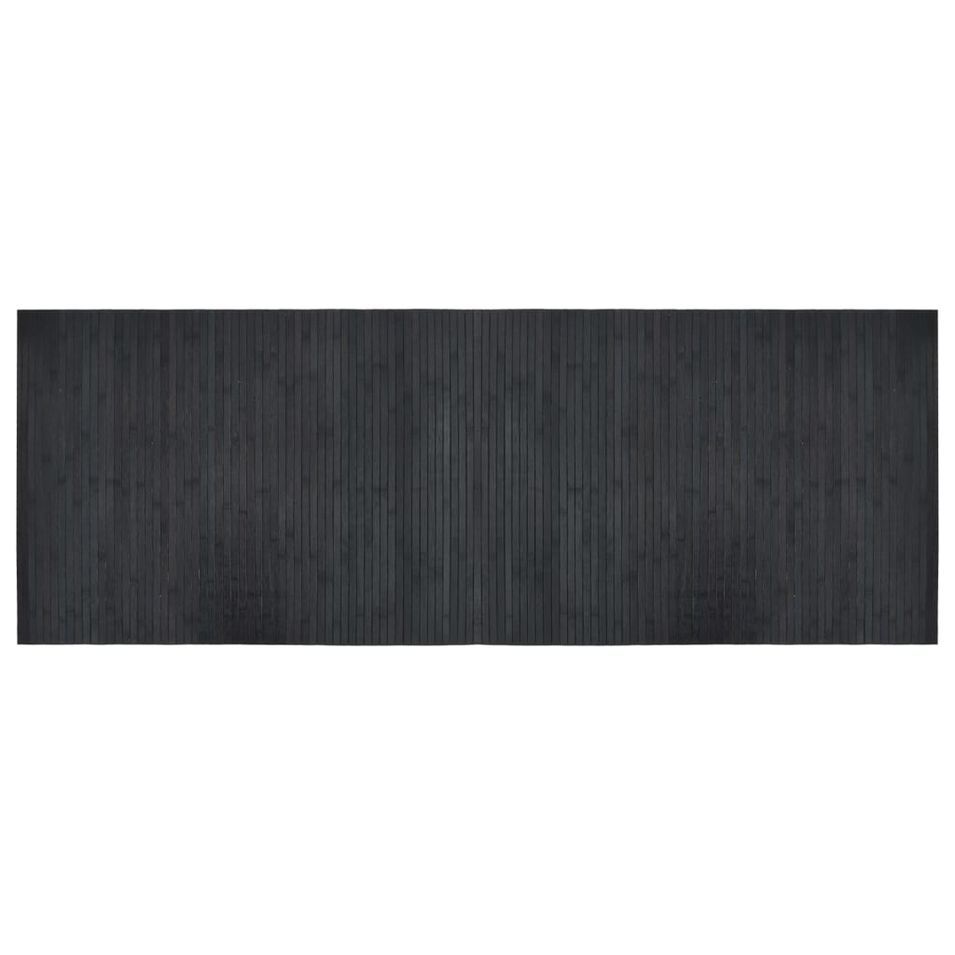 Tapis rectangulaire gris 70x200 cm bambou - Photo n°1