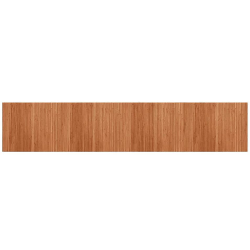 Tapis rectangulaire marron 80x400 cm bambou - Photo n°1
