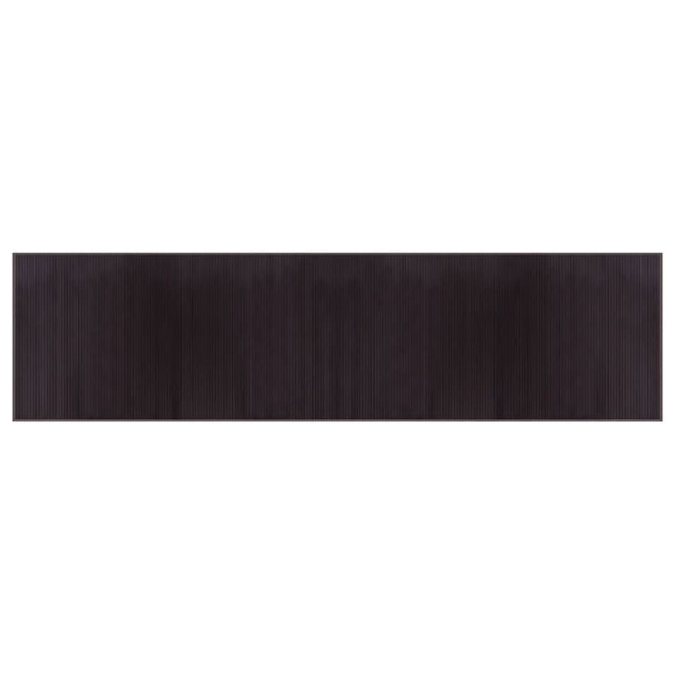 Tapis rectangulaire marron foncé 100x400 cm bambou - Photo n°1