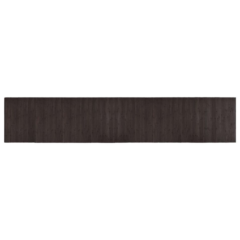 Tapis rectangulaire marron foncé 60x300 cm bambou - Photo n°1