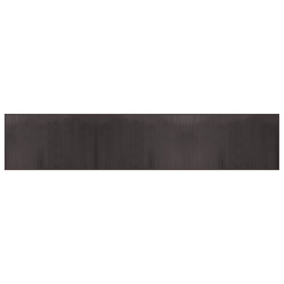 Tapis rectangulaire marron foncé 60x300 cm bambou - Photo n°1