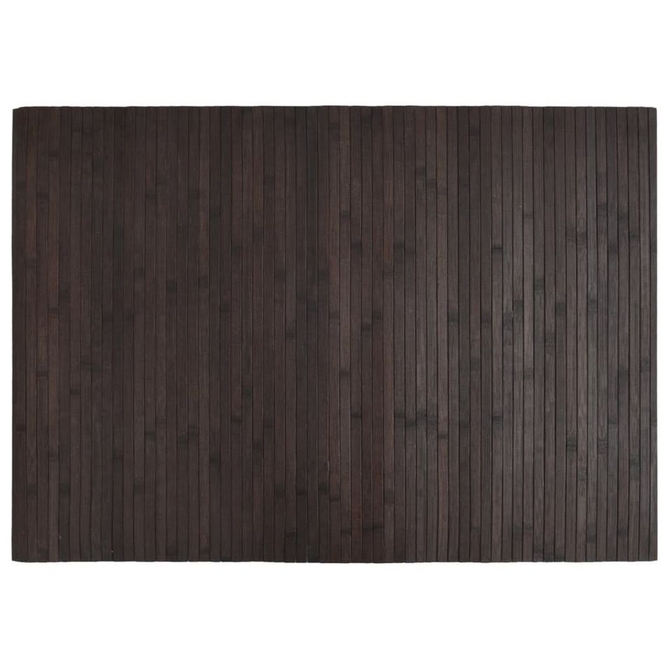 Tapis rectangulaire marron foncé 70x100 cm bambou - Photo n°1