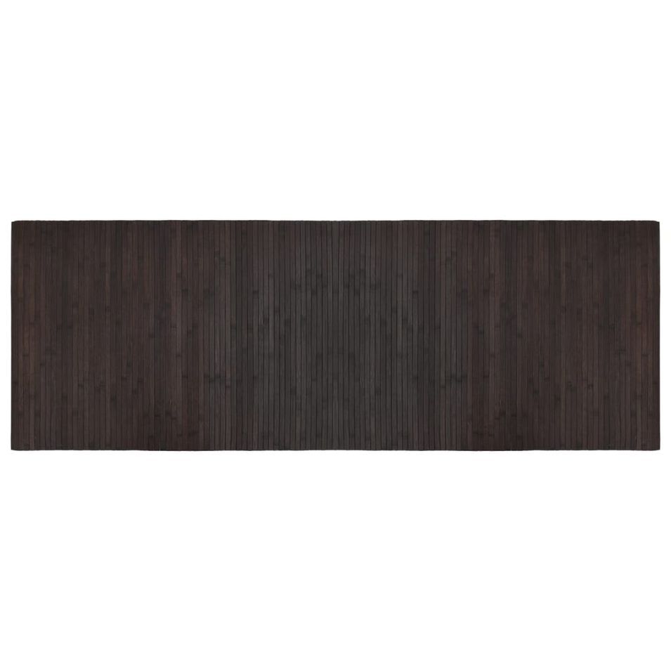 Tapis rectangulaire marron foncé 70x200 cm bambou - Photo n°1