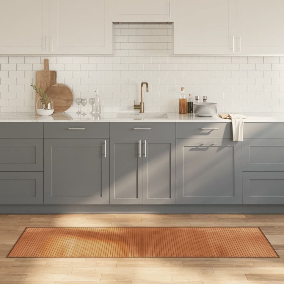 Tapis rectangulaire naturel 60x200 cm bambou - Photo n°1