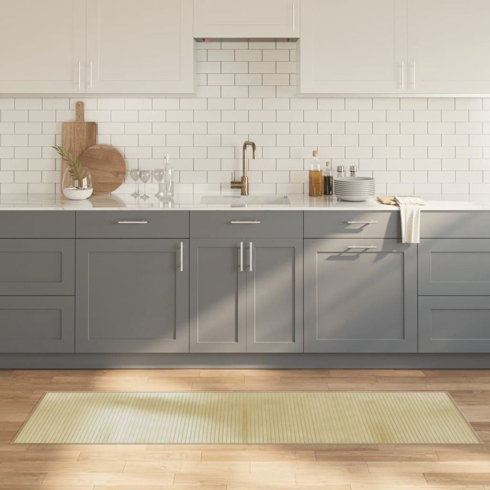 Tapis rectangulaire naturel clair 60x200 cm bambou - Photo n°1