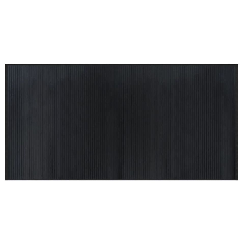 Tapis rectangulaire noir 100x200 cm bambou - Photo n°1