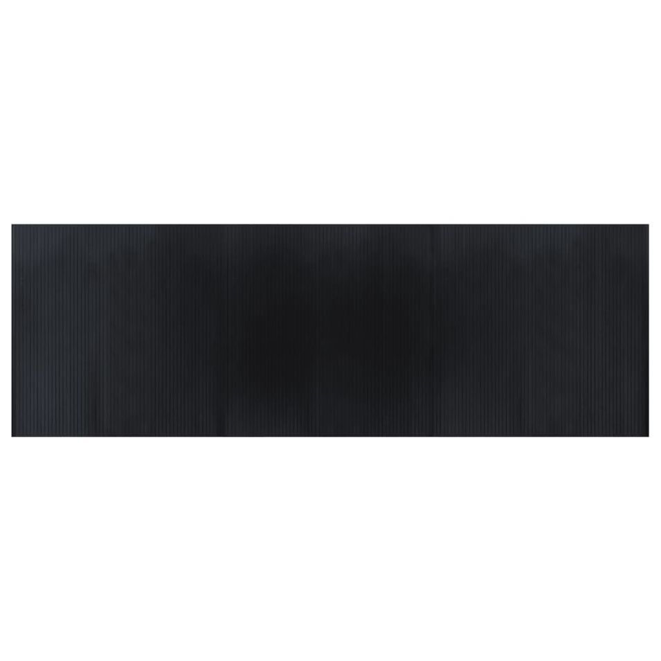 Tapis rectangulaire noir 100x300 cm bambou - Photo n°1