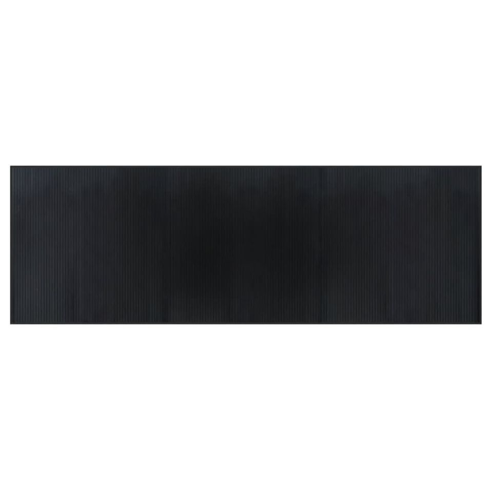Tapis rectangulaire noir 100x300 cm bambou - Photo n°1