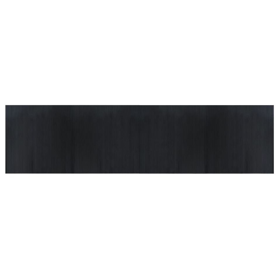Tapis rectangulaire noir 100x400 cm bambou - Photo n°1