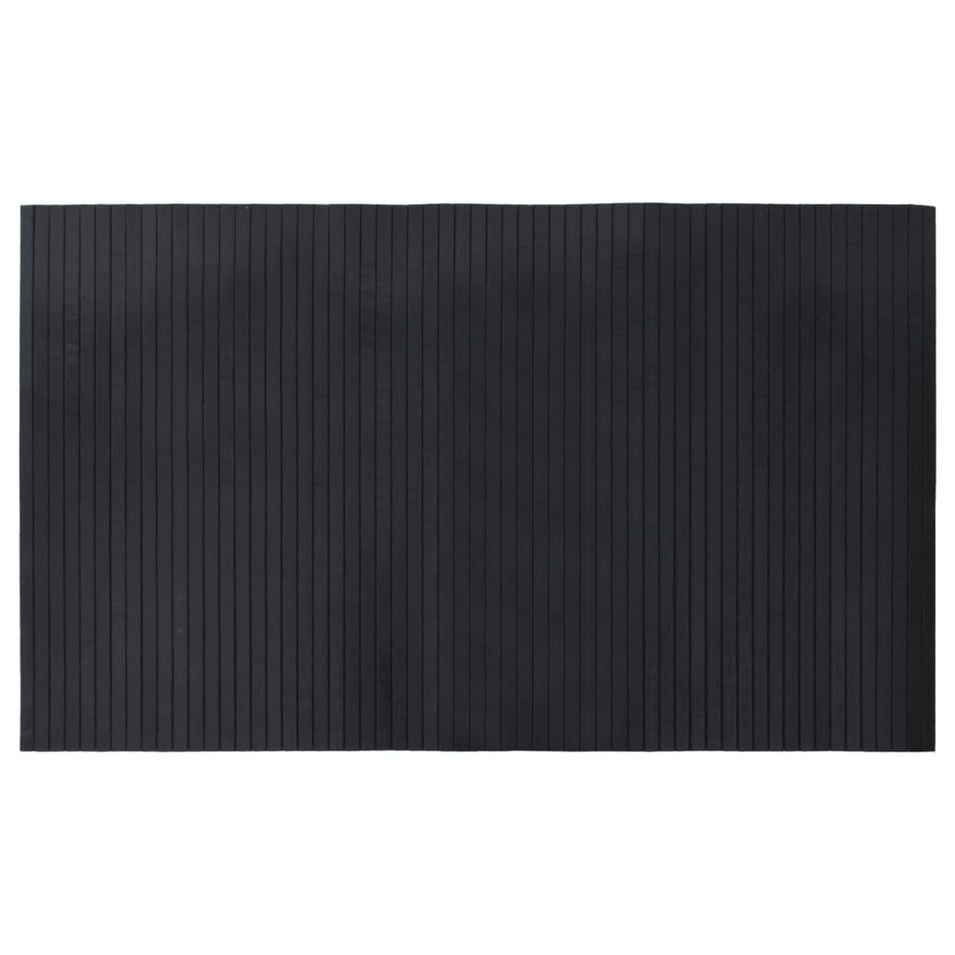 Tapis rectangulaire noir 60x100 cm bambou - Photo n°1