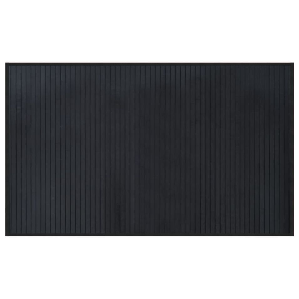 Tapis rectangulaire noir 60x100 cm bambou - Photo n°1