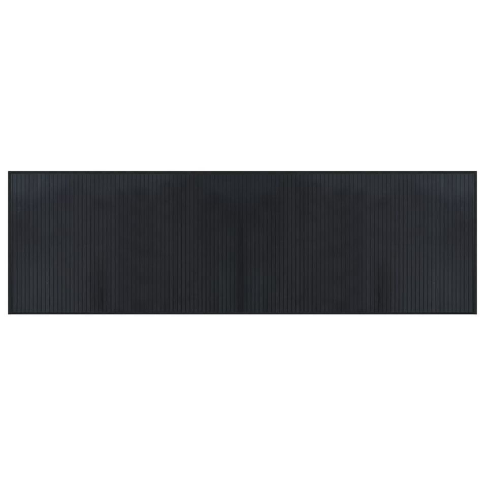 Tapis rectangulaire noir 60x200 cm bambou - Photo n°1
