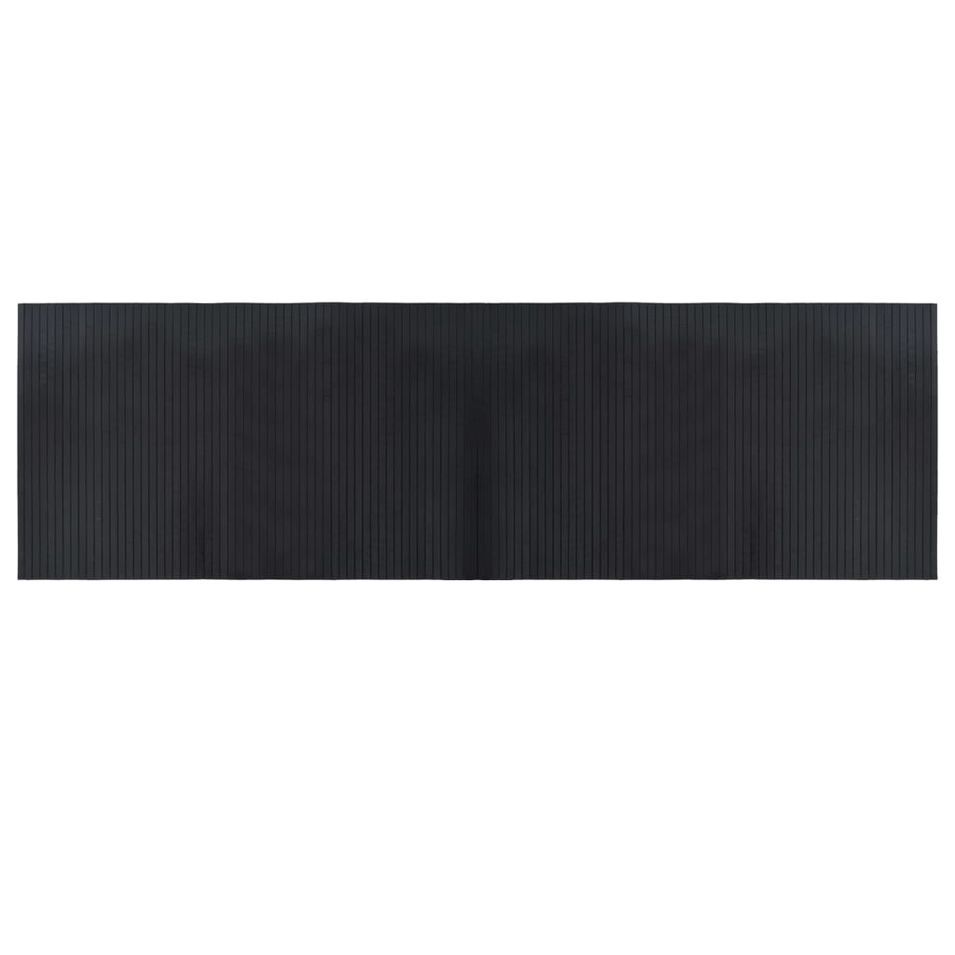 Tapis rectangulaire noir 60x200 cm bambou - Photo n°1