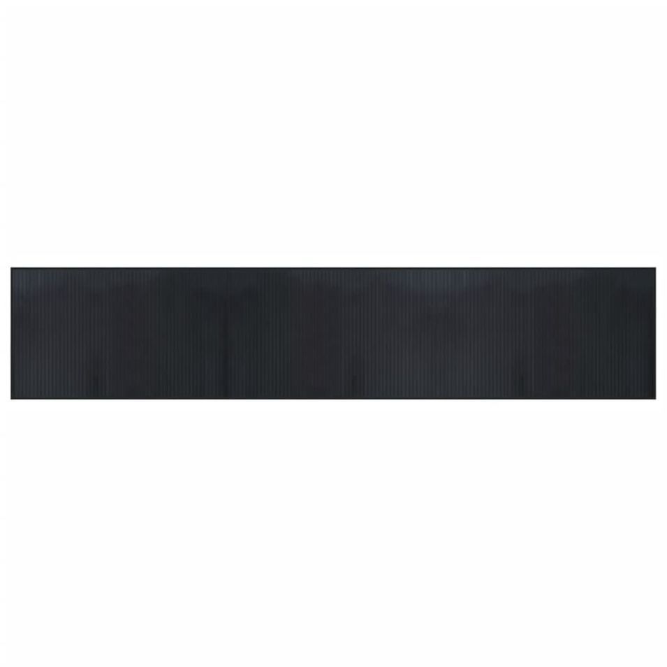 Tapis rectangulaire noir 60x300 cm bambou - Photo n°1