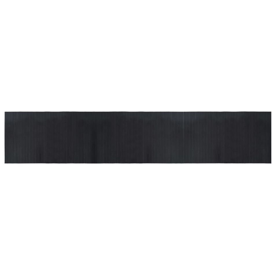 Tapis rectangulaire noir 60x300 cm bambou - Photo n°1