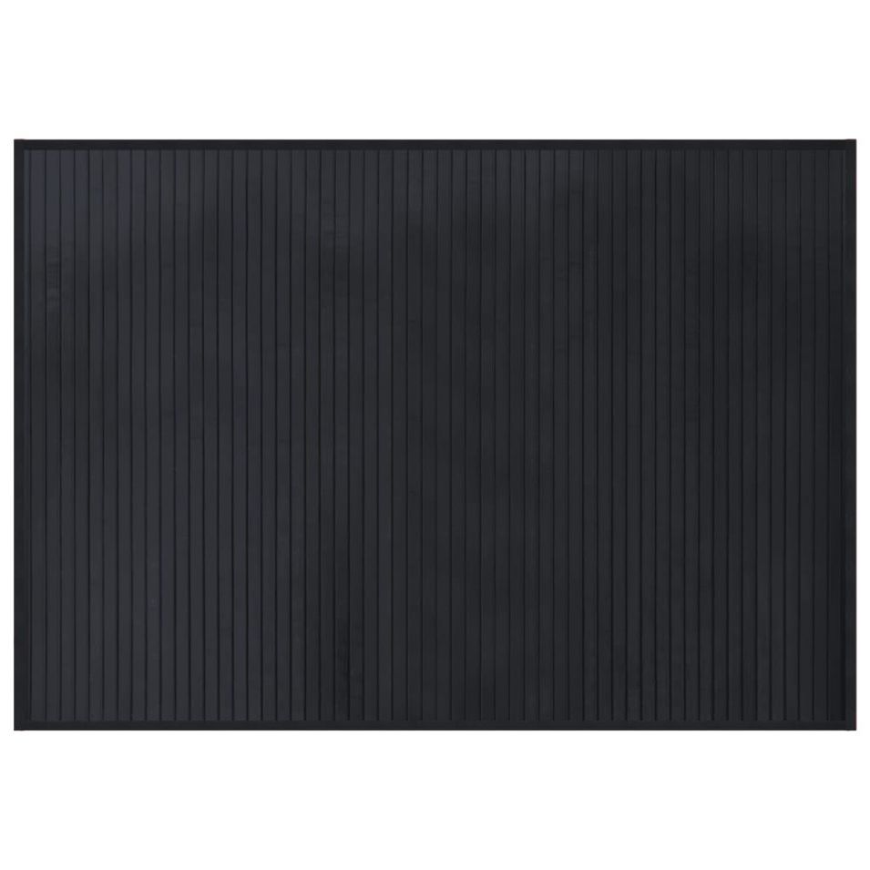 Tapis rectangulaire noir 70x100 cm bambou - Photo n°1