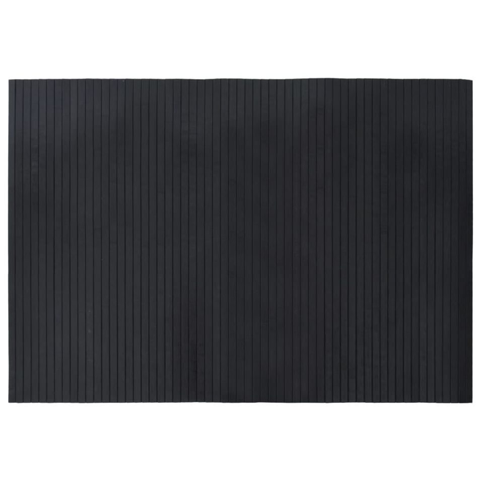 Tapis rectangulaire noir 70x100 cm bambou - Photo n°1