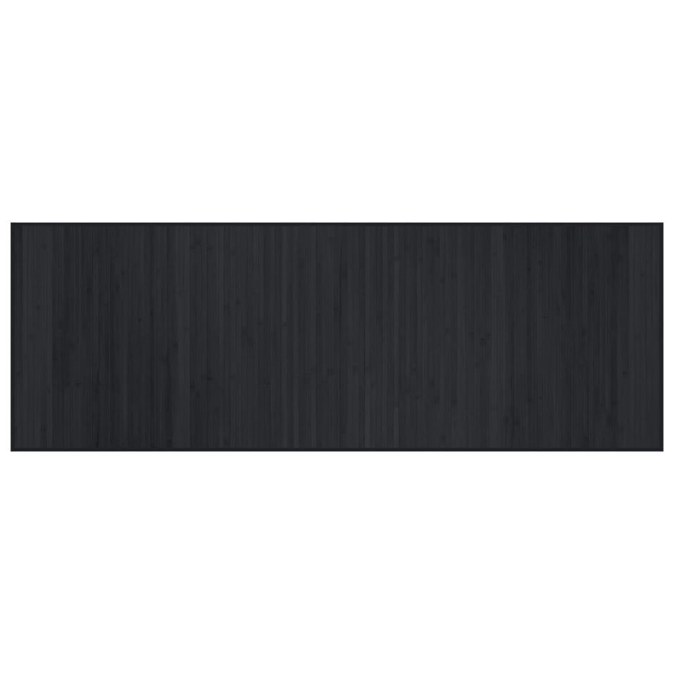 Tapis rectangulaire noir 70x200 cm bambou - Photo n°1