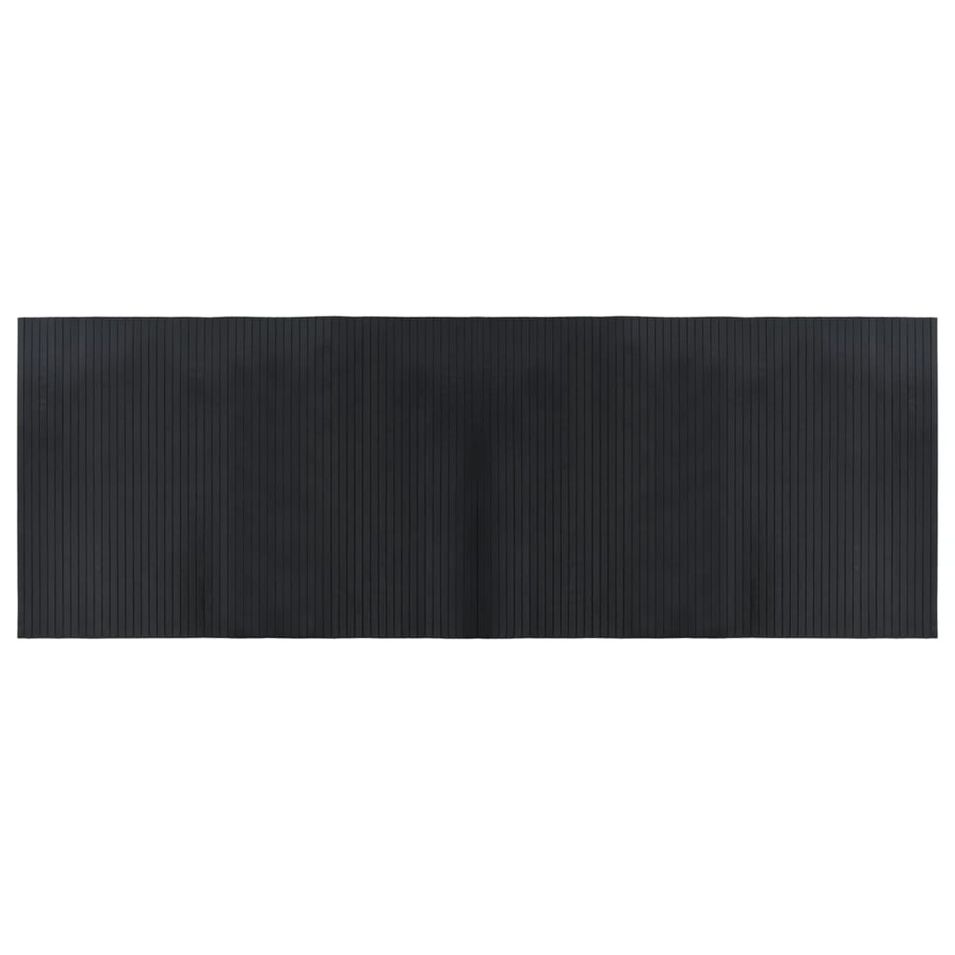 Tapis rectangulaire noir 70x200 cm bambou - Photo n°1