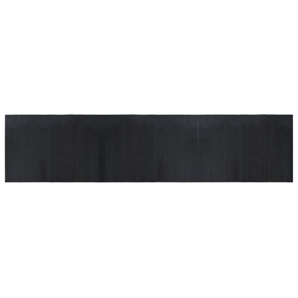 Tapis rectangulaire noir 70x300 cm bambou - Photo n°1