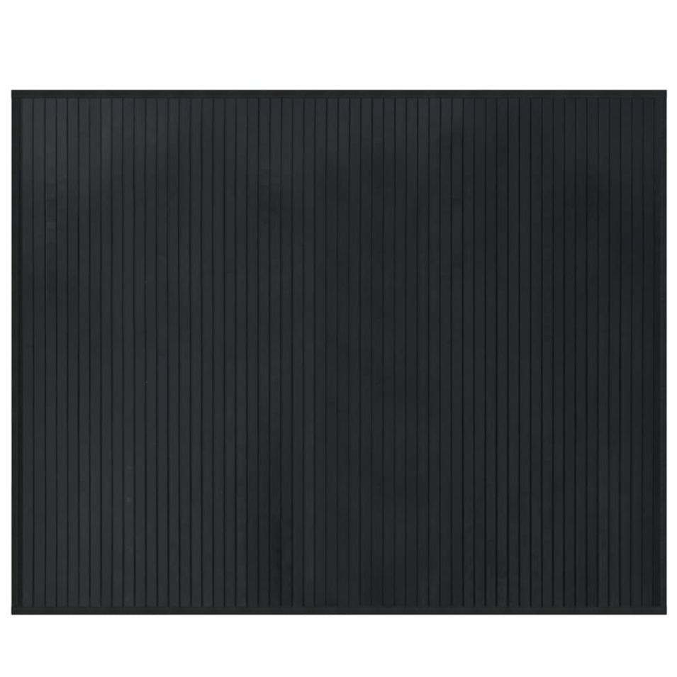 Tapis rectangulaire noir 80x100 cm bambou - Photo n°1