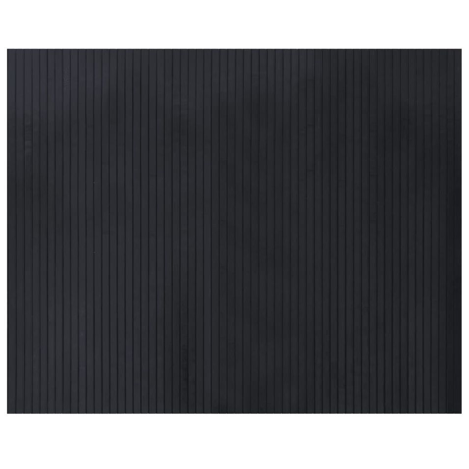 Tapis rectangulaire noir 80x100 cm bambou - Photo n°1