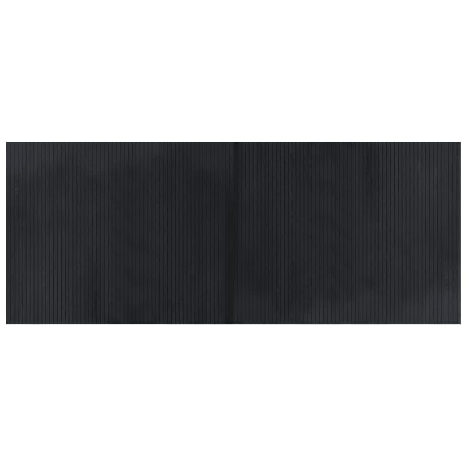 Tapis rectangulaire noir 80x200 cm bambou - Photo n°1