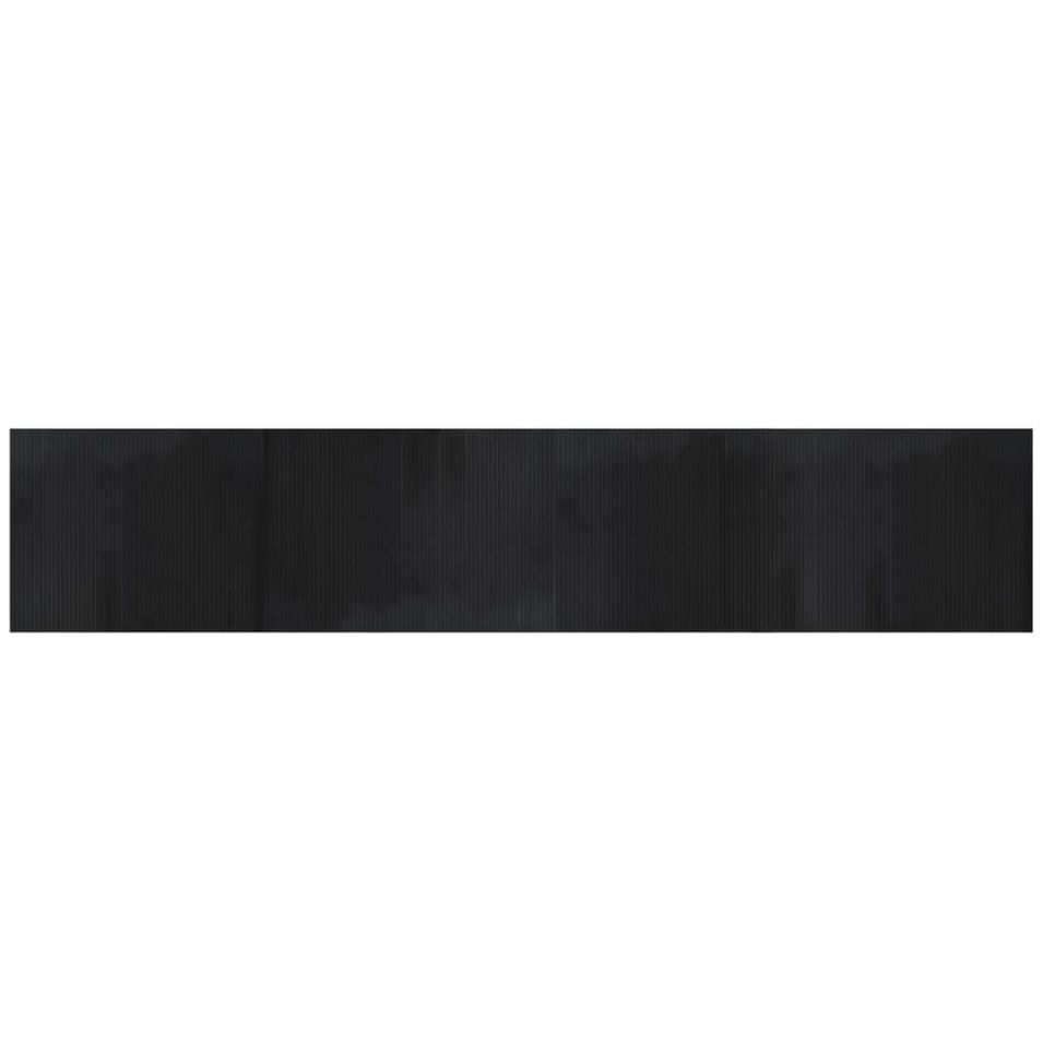 Tapis rectangulaire noir 80x400 cm bambou - Photo n°1